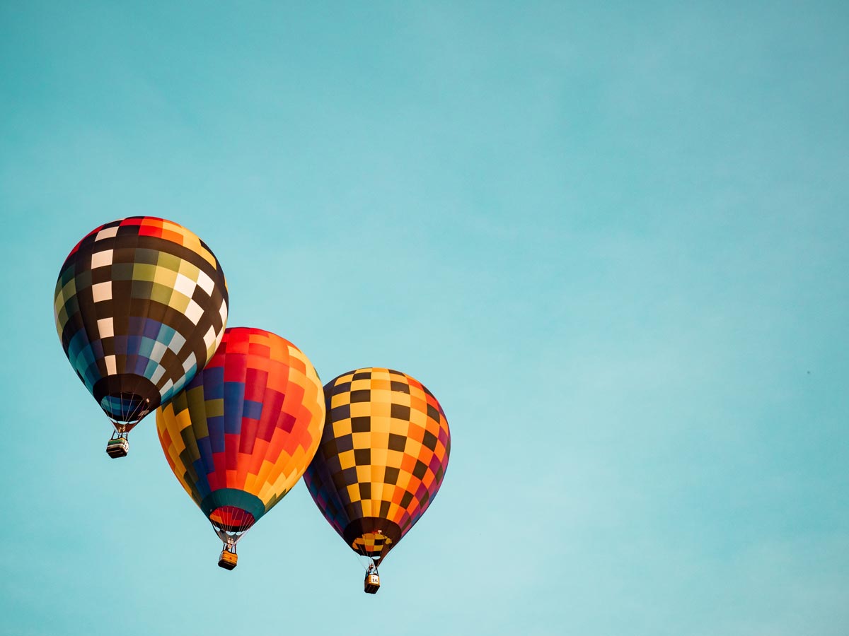 Three hot air balloons