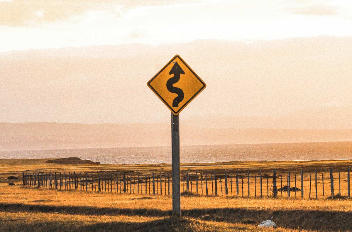 Road sign in the desert