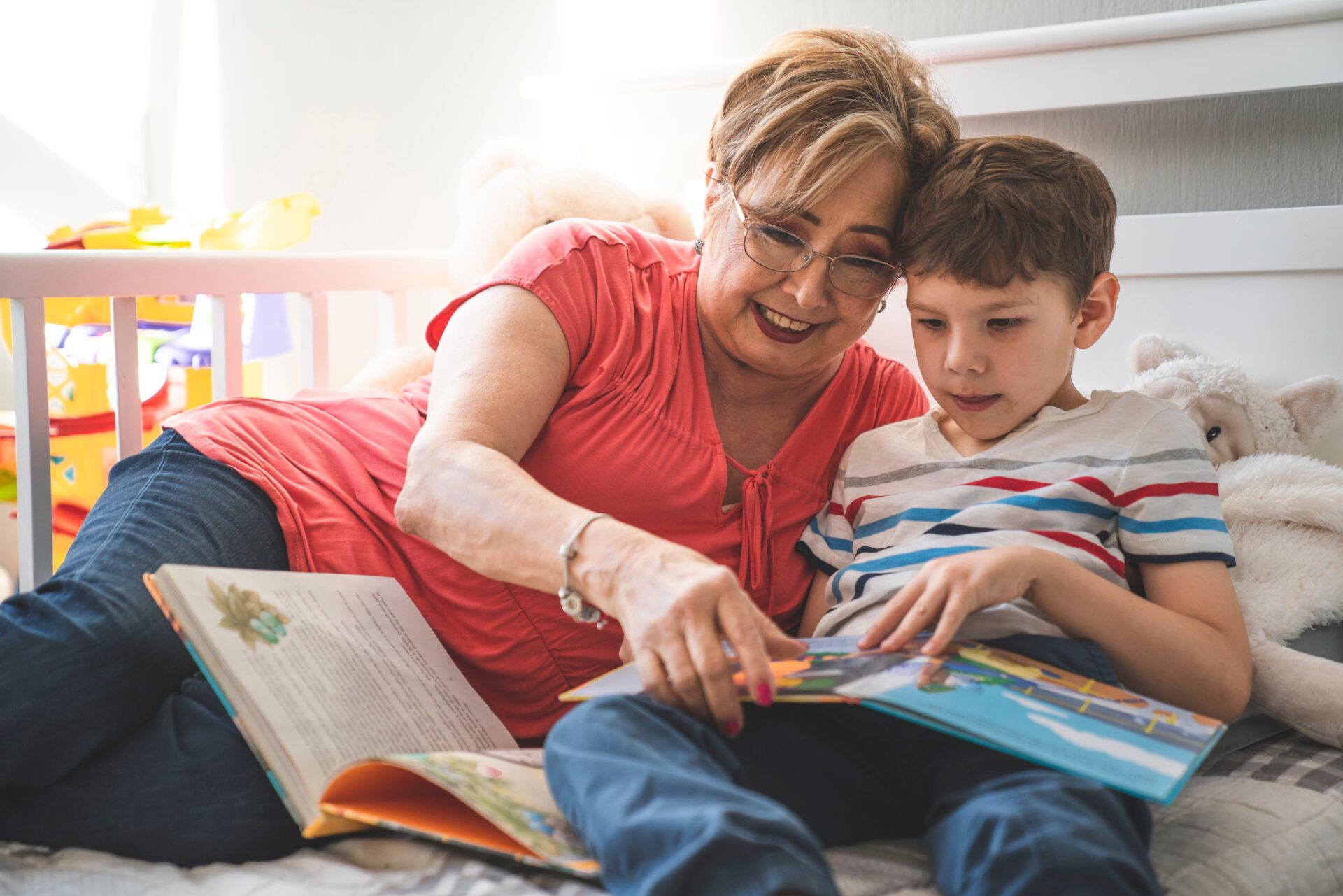 woman reading with child