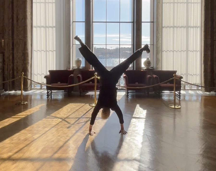 Lucy cartwheeling