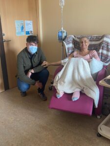 Michelle during treatment with her son Elliot