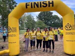 at the finish line