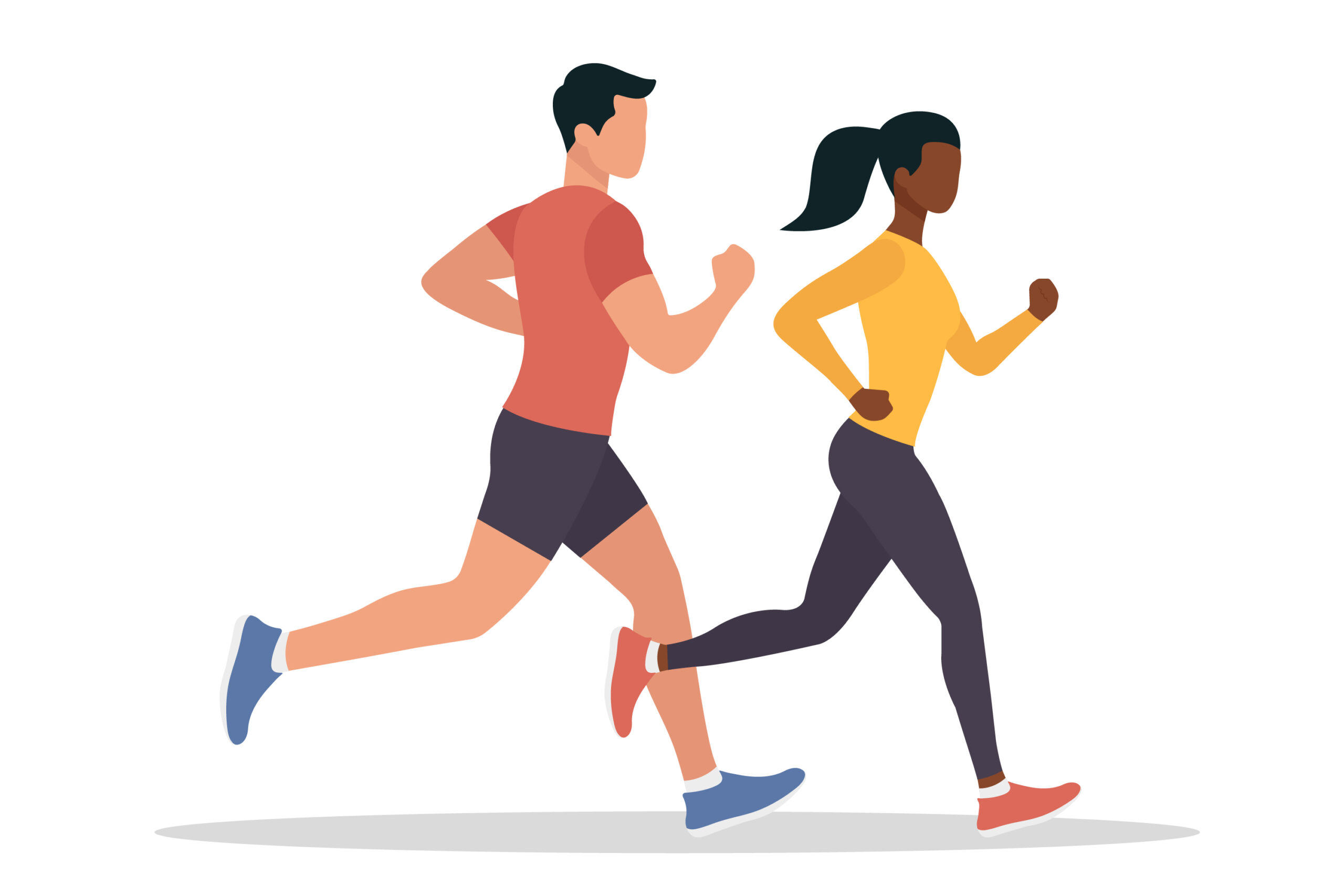 Illustration of a woman and man jogging in sports wear.