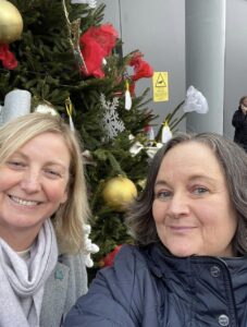 Caroline delivers hampers at Christmas with a friend