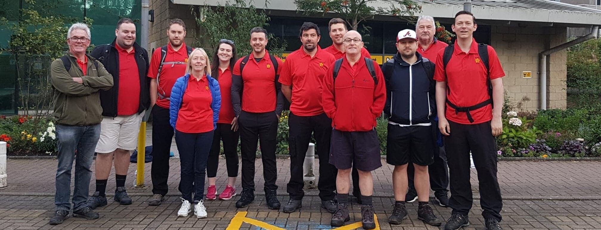 Andrew's friends on a sponsored walk