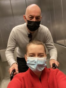 Jade going home for the first time in 3 months on wheelchair with her dad