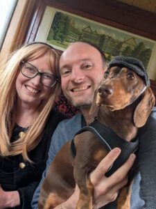 Billie with Tony and their dog