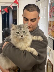 Alex with a cat