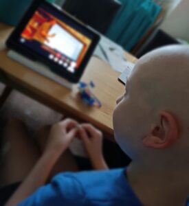 Josh looking at a screen